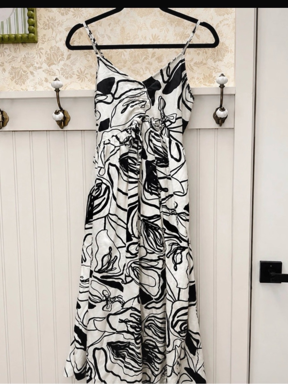 Sincerely Jules Black White Abstract Floral Midi Dress XS